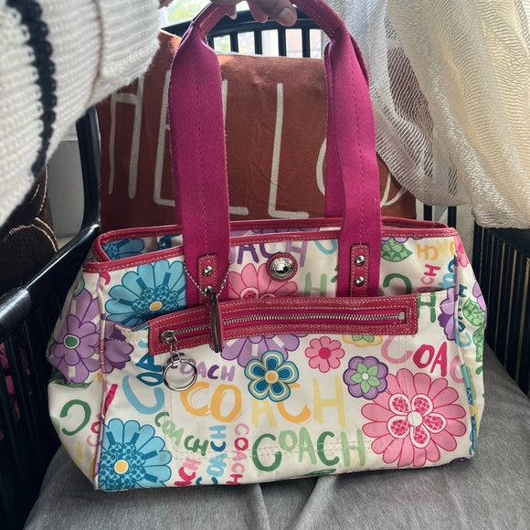 Coach Pink Floral Tote Bag - Picture 1 of 7